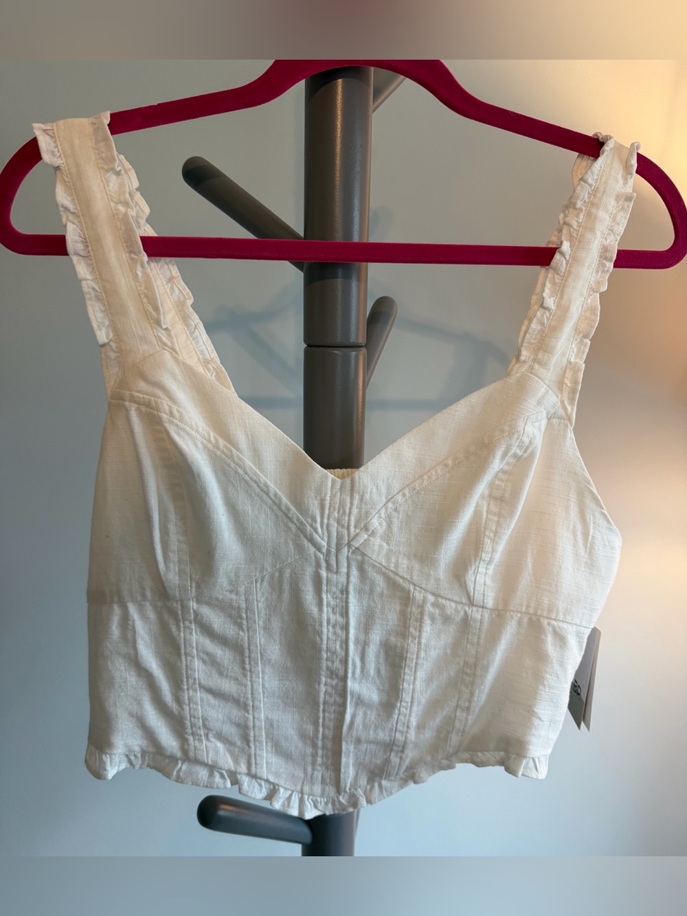 NWT BP. RUFFLE TRIM CORSET Crop Top Ivory